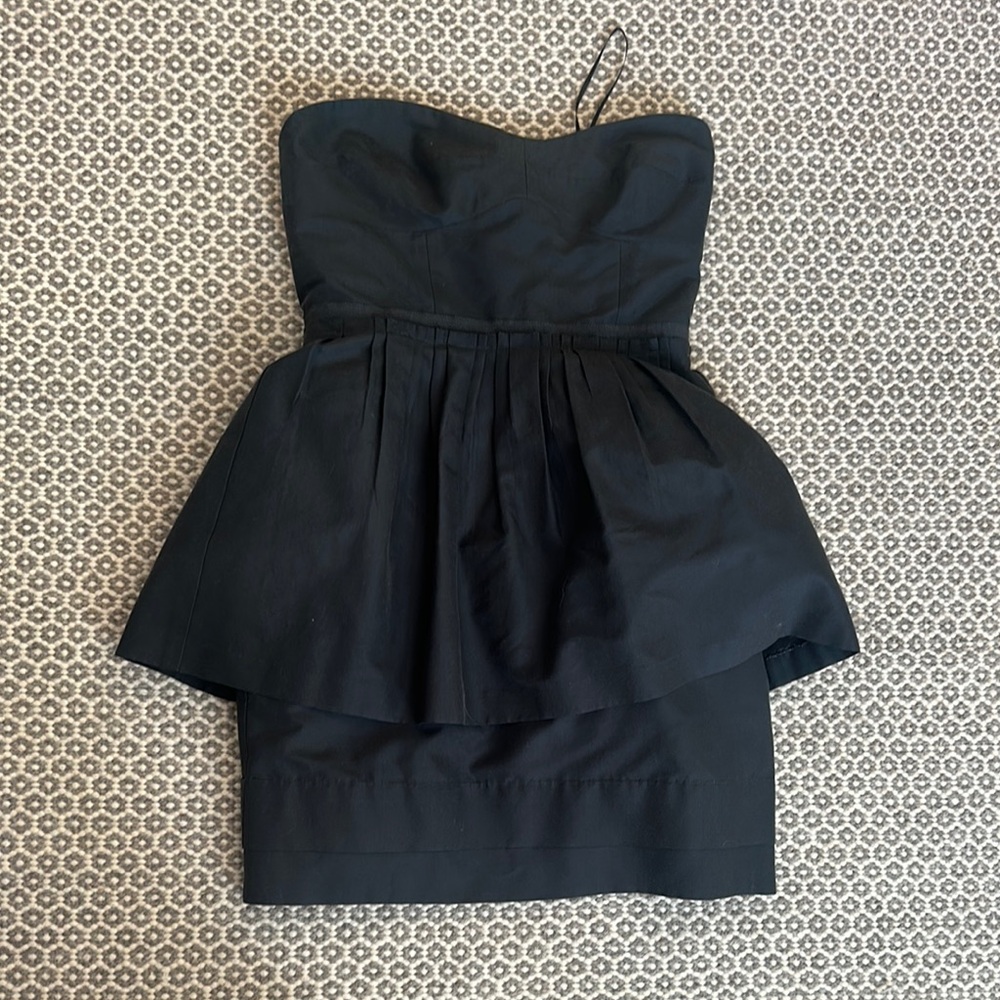 J. Crew Black Strapless Peplum Cocktail Dress